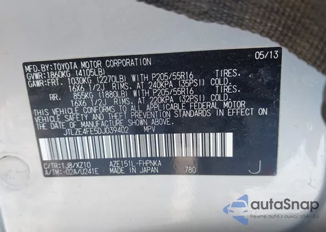 2013 Scion Xb 10 Series из США, поврежденный, VIN JTLZE4FE5DJ039402